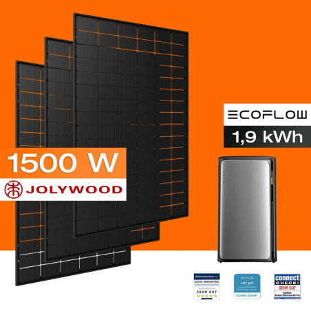 Elektrownie balkonowe EcoFlow 1350 W STREAM z akumulatorem Ultra (1,9 kWh) (3 moduły słoneczne)