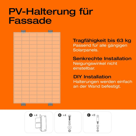 Solarmodul-Halterung für die Fassade (90°)