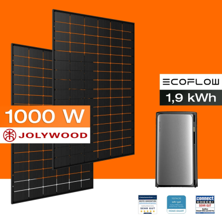Balkonová elektrárna s akumulátorem 1,92 kWh, 1000 Wp