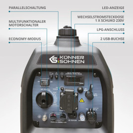 LPG Inverter Benzin Stromerzeuger Könner & Söhnen KS 2100iG S 1.8 kW