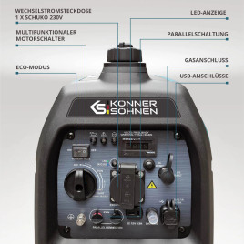 LPG Inverter Benzin Stromerzeuger Könner & Söhnen KS 3100iG S 2.8 kW