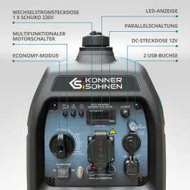 Inverter Benzin Stromerzeuger Könner & Söhnen KS 2100i S 1.8 kW