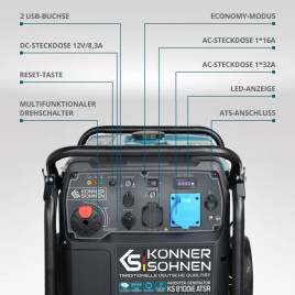 Inverter Benzin Stromerzeuger Könner & Söhnen KS 8100iE ATSR 8 kW