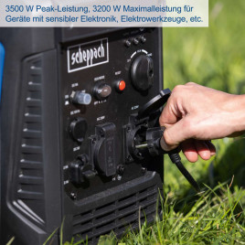 Inverter Benzin Stromerzeuger Scheppach SG3500i - 4,8 PS | 3500W| 6,3L Tank | 66dB 3 kW