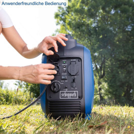 Inverter Benzin Stromerzeuger Scheppach SG2500i - 2000W | 2x 230V Steckdose / 2x USB Typ A (schnell ladend) 1.6 kW