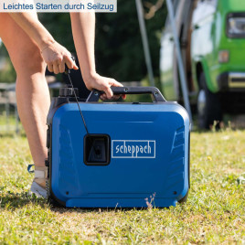 Inverter Benzin Stromerzeuger Scheppach SG2500i - 2000W | 2x 230V Steckdose / 2x USB Typ A (schnell ladend) 1.6 kW