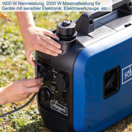 Inverter Benzin Stromerzeuger Scheppach SG2500i - 2000W | 2x 230V Steckdose / 2x USB Typ A (schnell ladend) 1.6 kW